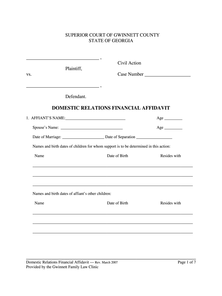 financial affidavit for divorce texas template