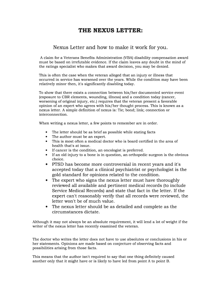Form Nexus Letter Fill Online Printable Fillable Blank PdfFiller