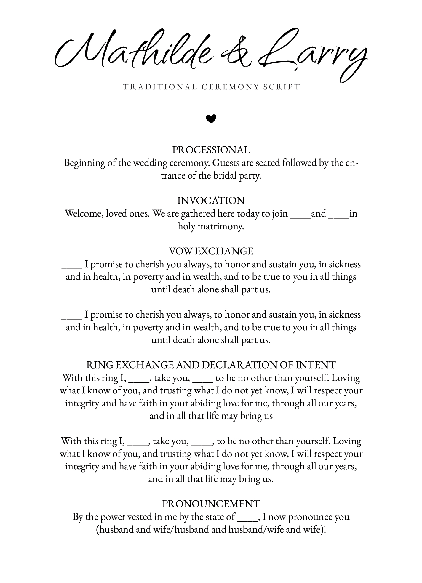 Formal Wedding Ceremony Script Free Google Docs Template Gdoc io