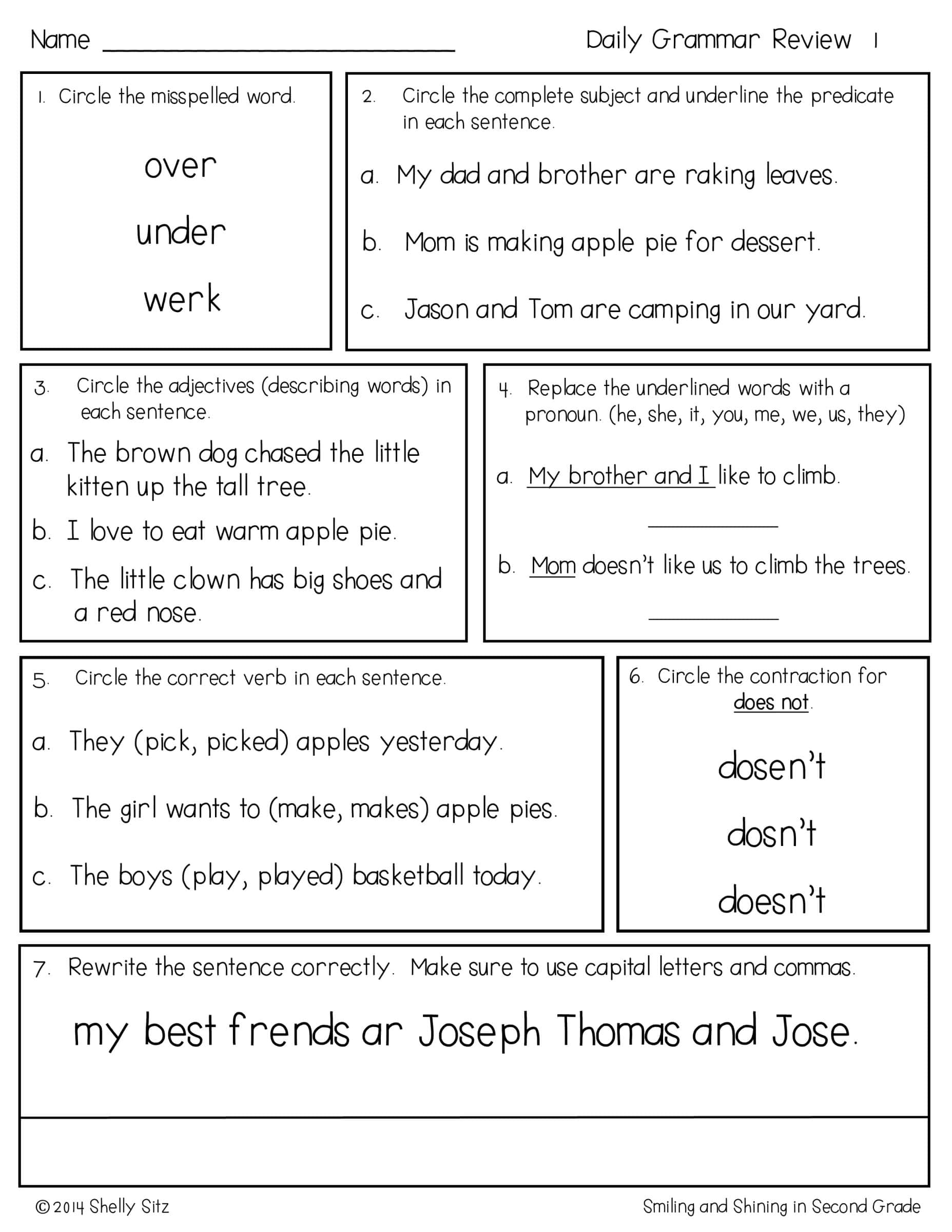 ela worksheets for 2nd grade