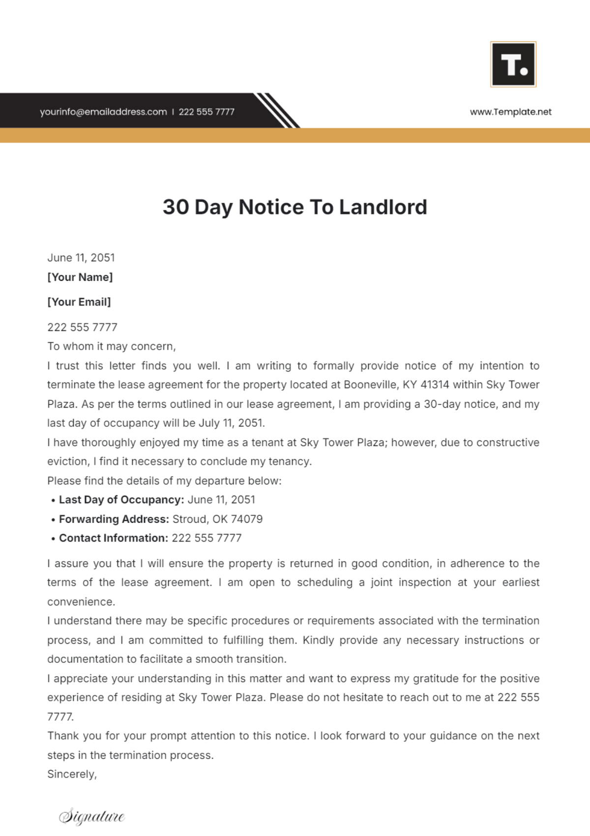 Free 30 Day Notice To Landlord Template To Edit Online Free 30 Day Notice To Landlord Template To Edit Online