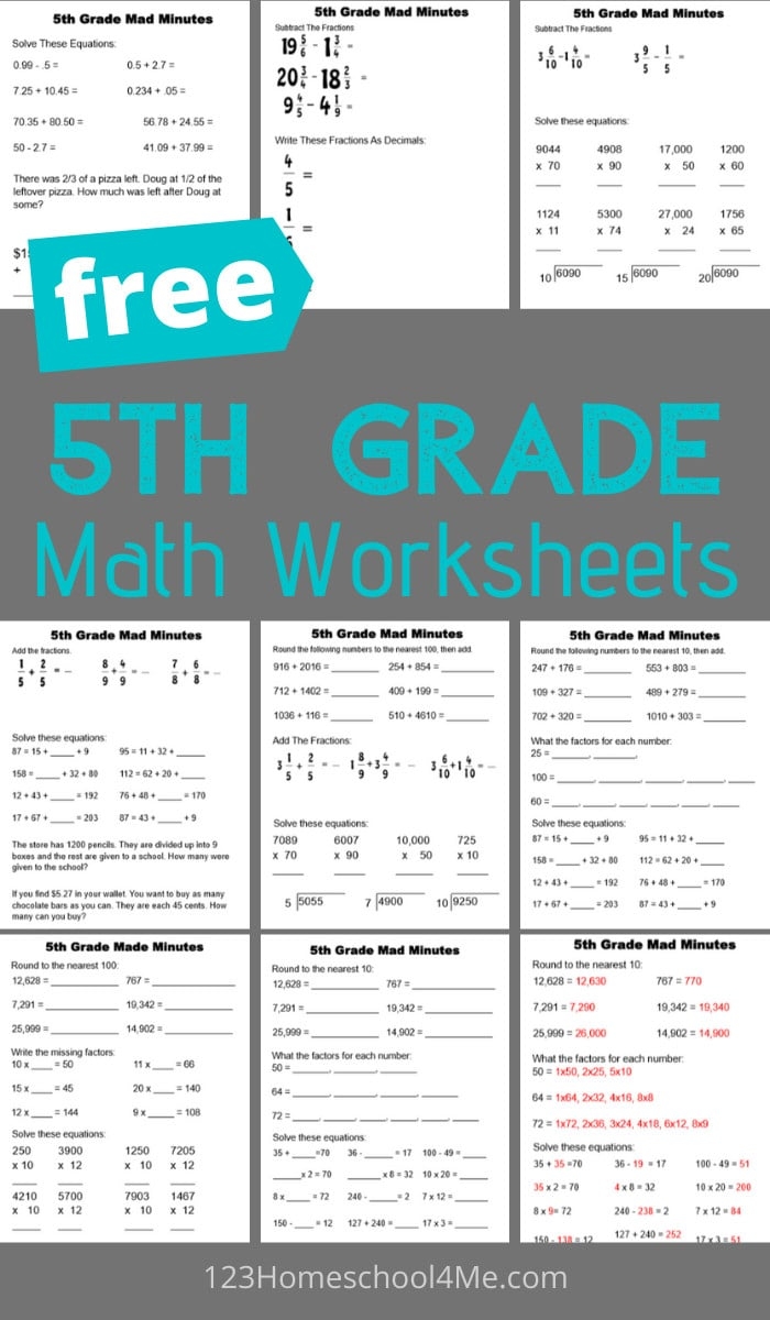 free printables for 5th graders