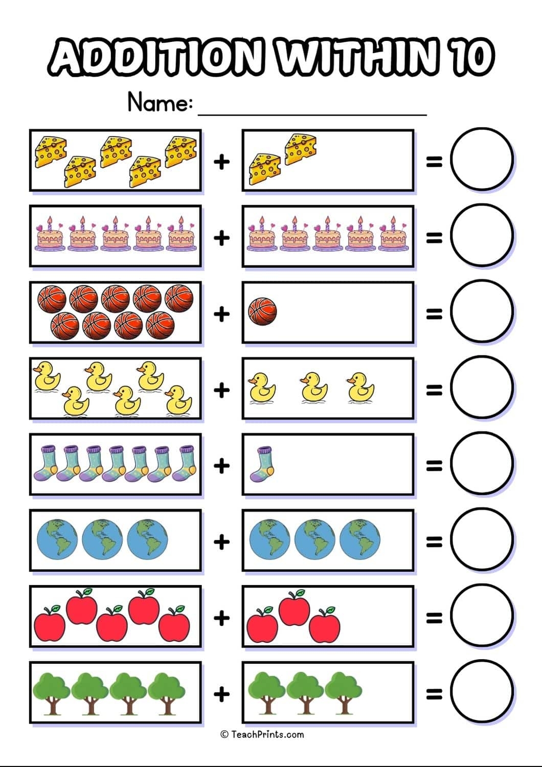 Free Addition To 10 Worksheets Teach Prints Free Addition To 10 Worksheets Teach Prints