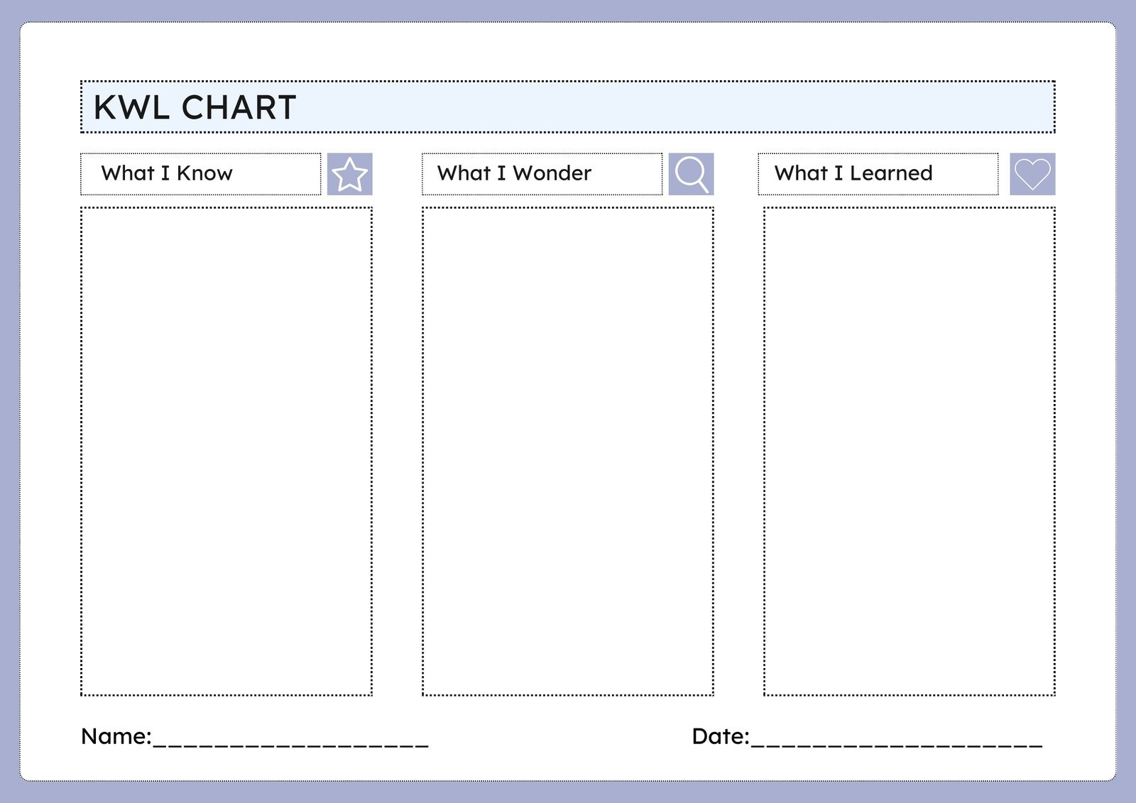 kwl chart template kwl chart template
