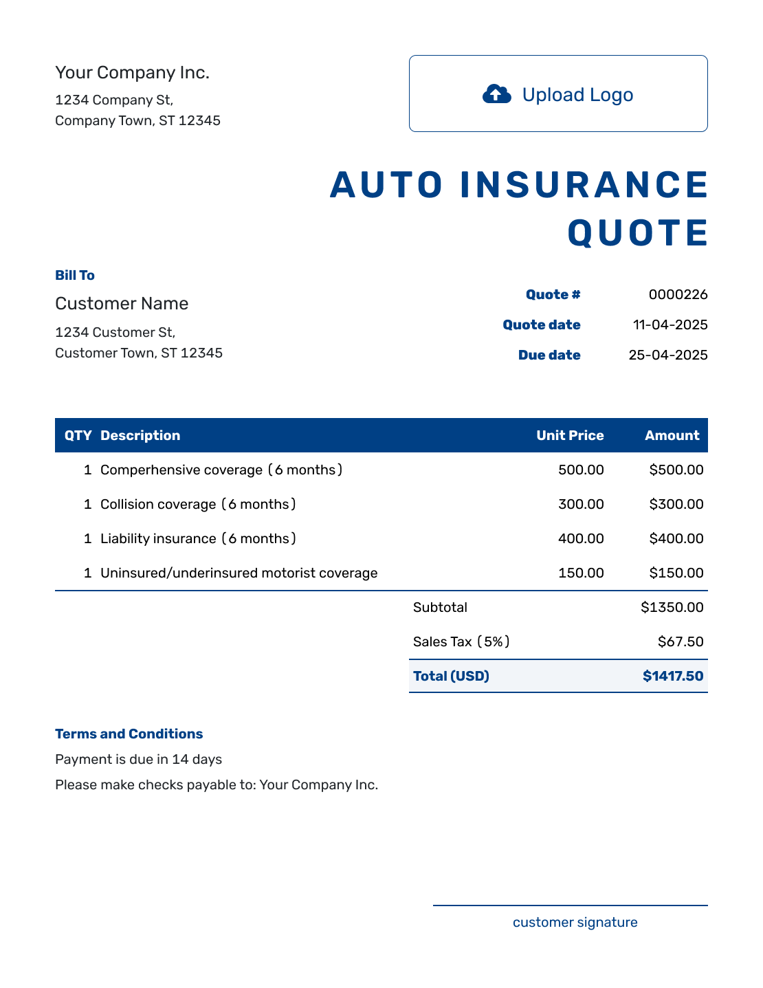 Free Auto Insurance Quote Sheet Template Docelf