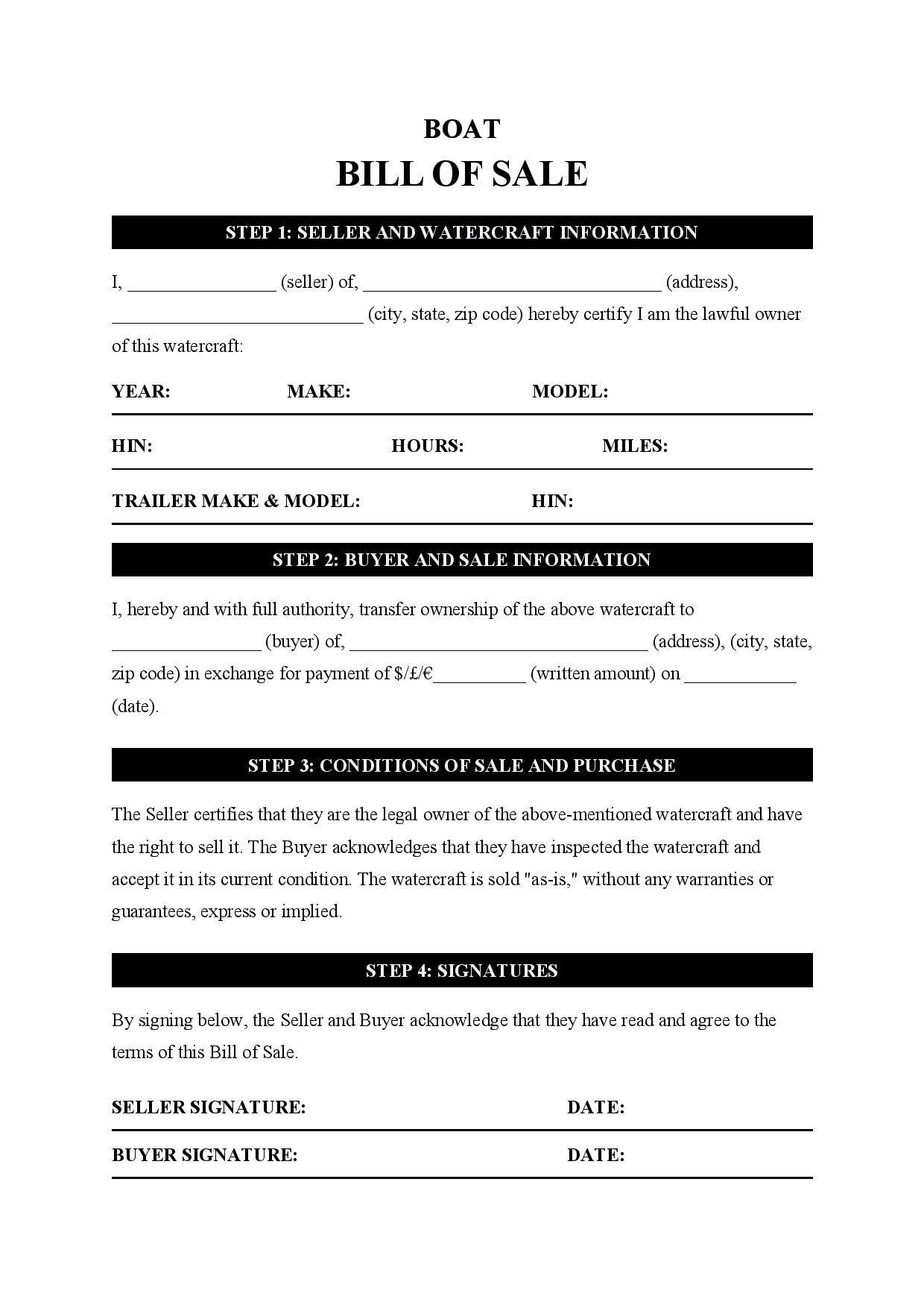 Free Boat Bill Of Sale Template PDF Word Free Boat Bill Of Sale Template PDF Word