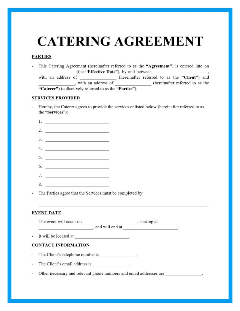 Free Catering Agreement Template Free Catering Agreement Template