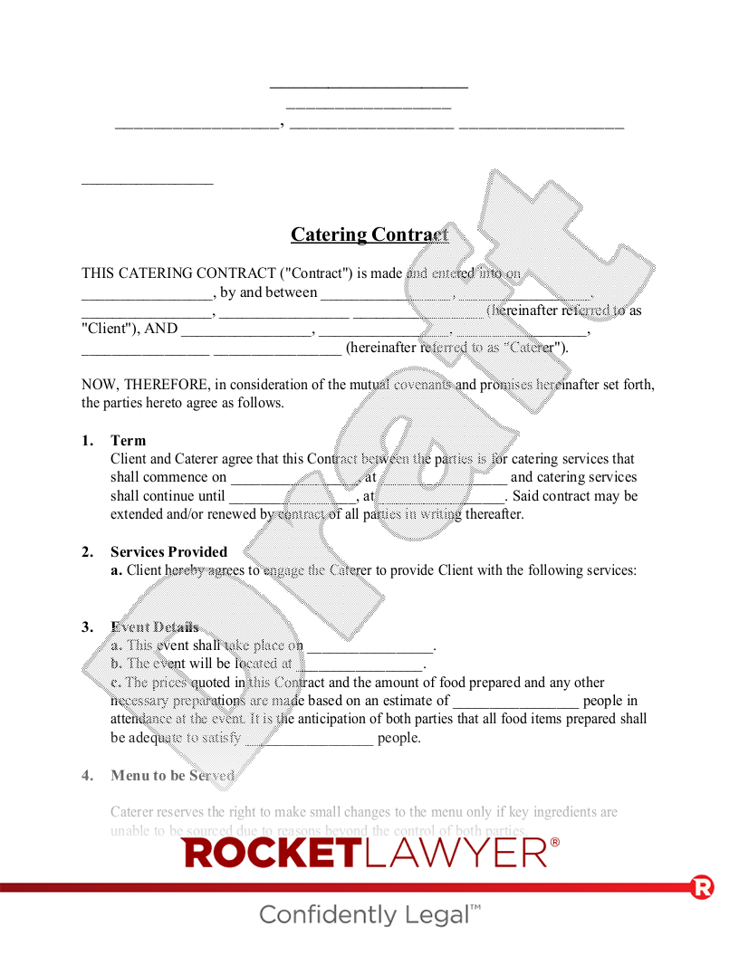 Free Catering Contract Template FAQs Rocket Lawyer Free Catering Contract Template FAQs Rocket Lawyer
