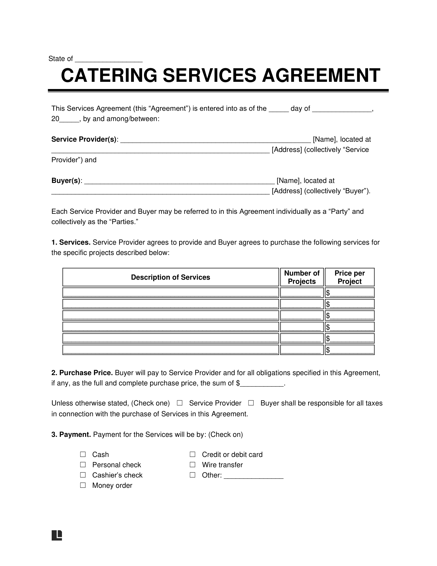 Free Catering Contract Template PDF Word Free Catering Contract Template PDF Word
