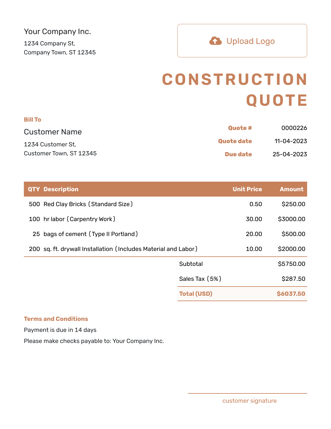 construction quote template