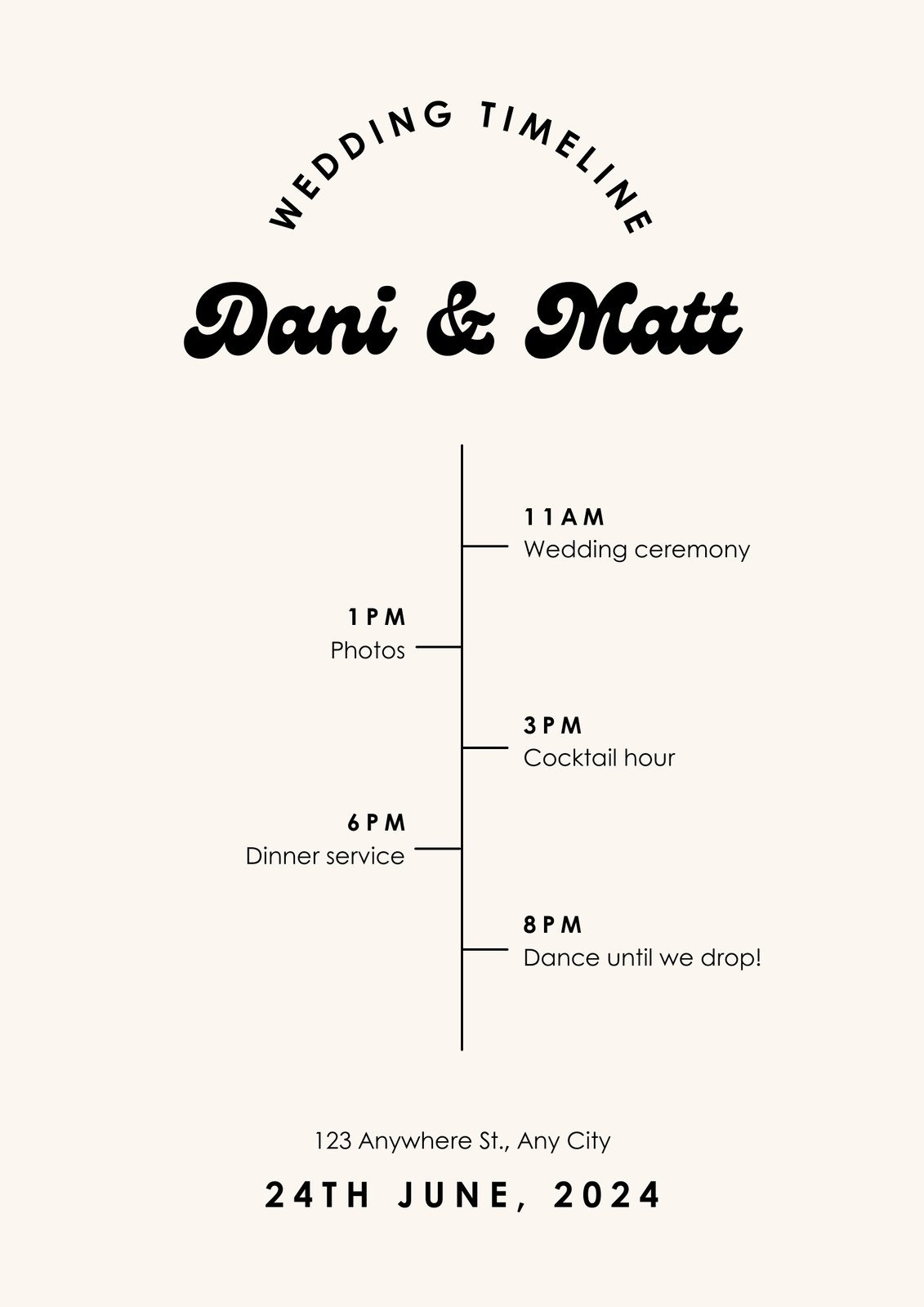 Free Custom Printable Wedding Timeline Planner Templates Canva