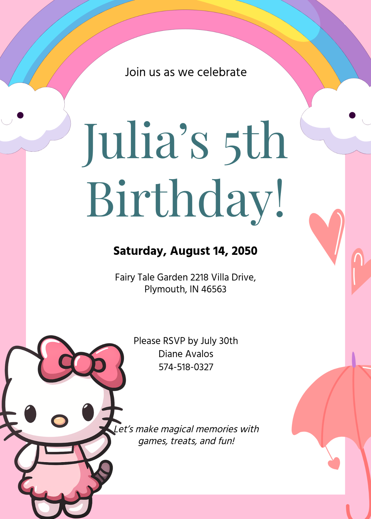 Free DIY Hello Kitty Invitation Template To Edit Online