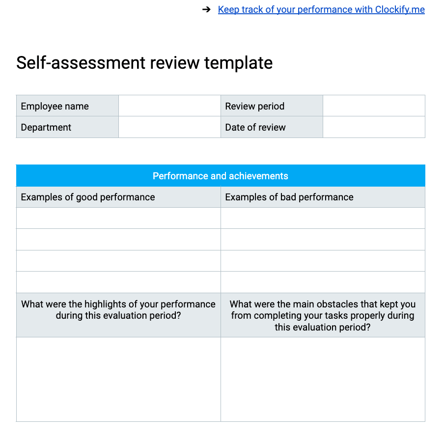 achievement tracker template for performance review