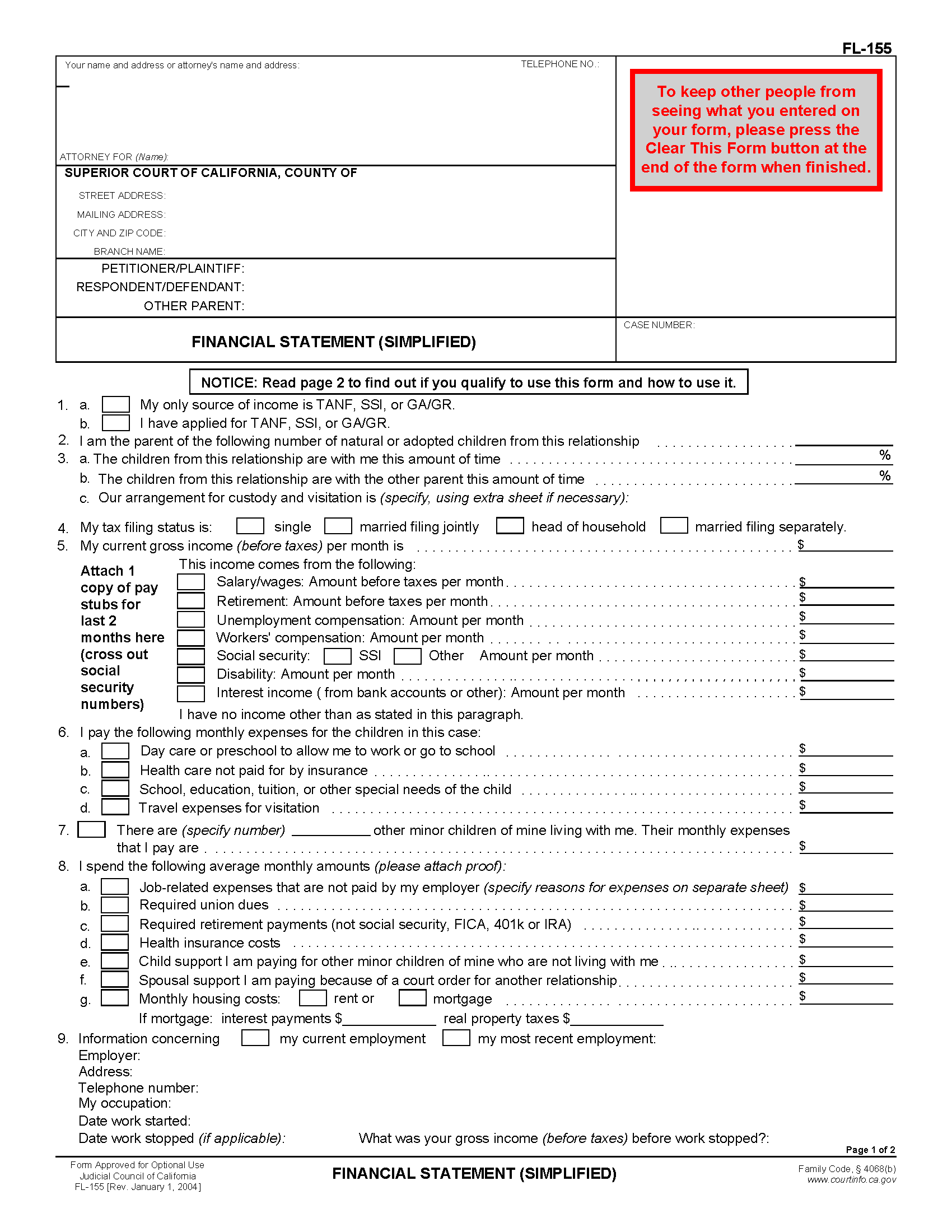 Free Financial Affidavit PDF