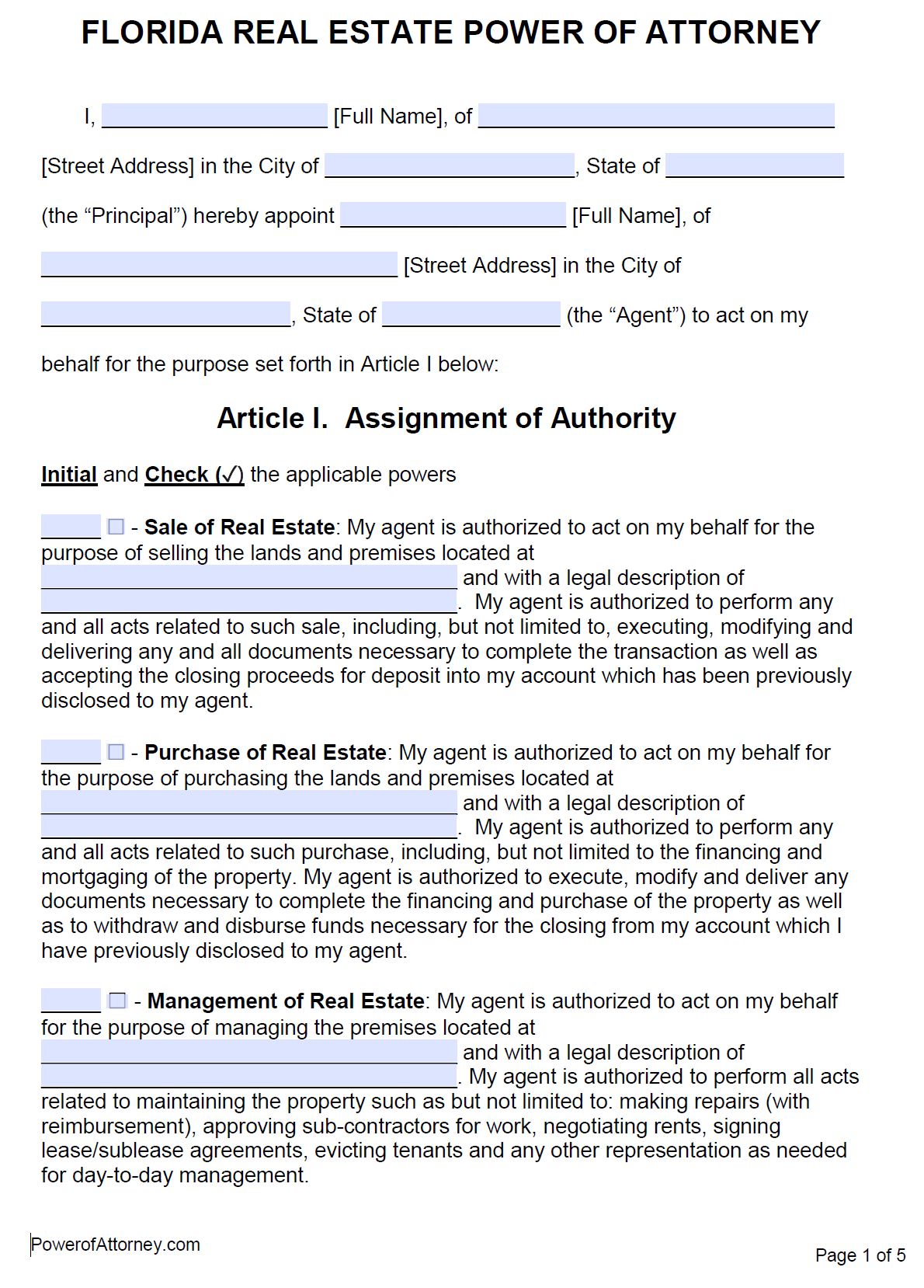 florida durable power of attorney template florida durable power of attorney template