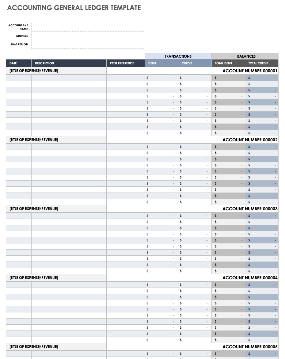 Free General Ledger Templates Smartsheet Free General Ledger Templates Smartsheet
