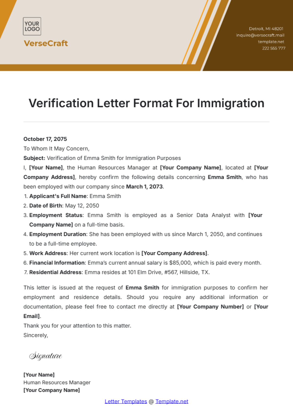 Free Immigration Letter Templates Editable And Printable