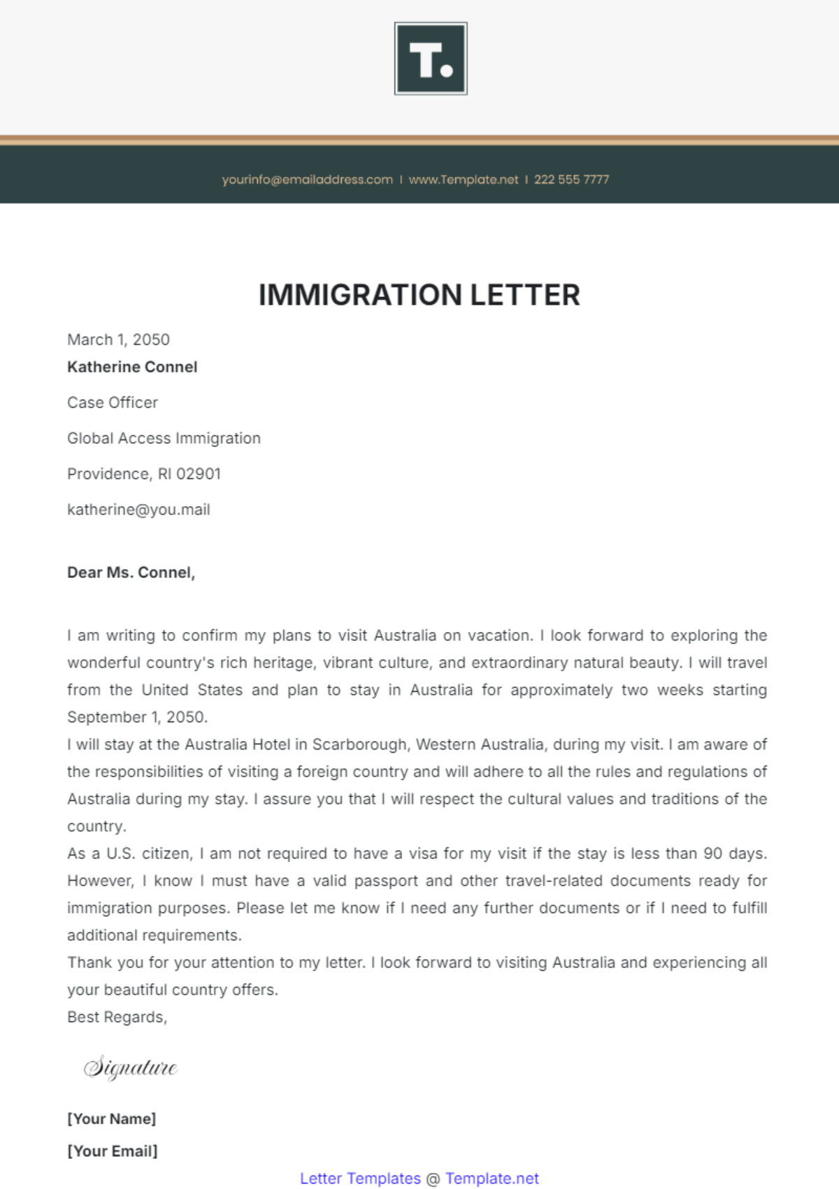 Free Immigration Letter Templates Editable And Printable