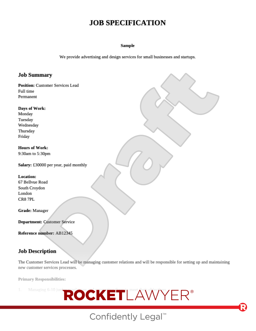 Free Job Description Template FAQs Rocket Lawyer UK