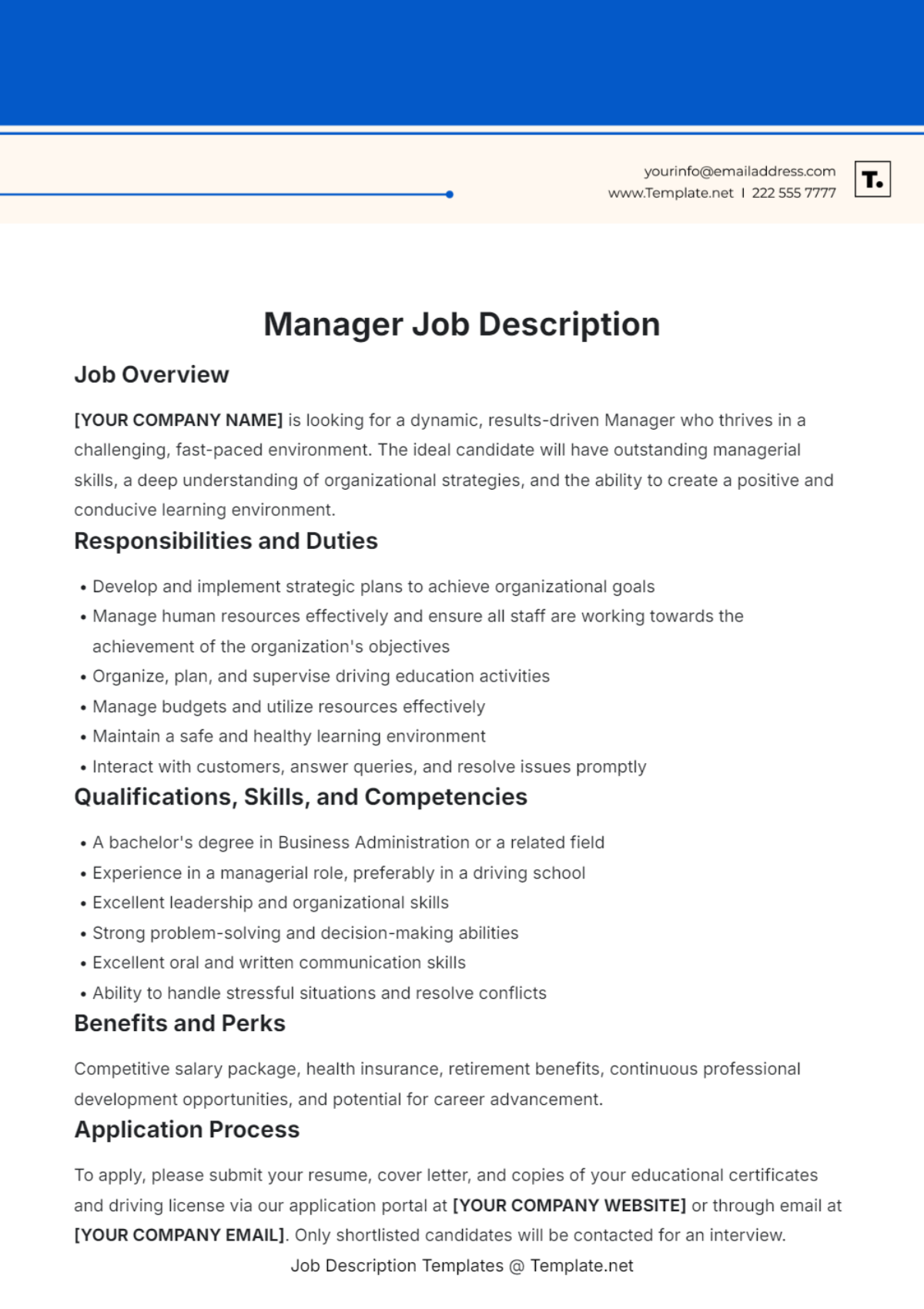 Free Job Description Templates To Edit Online Print