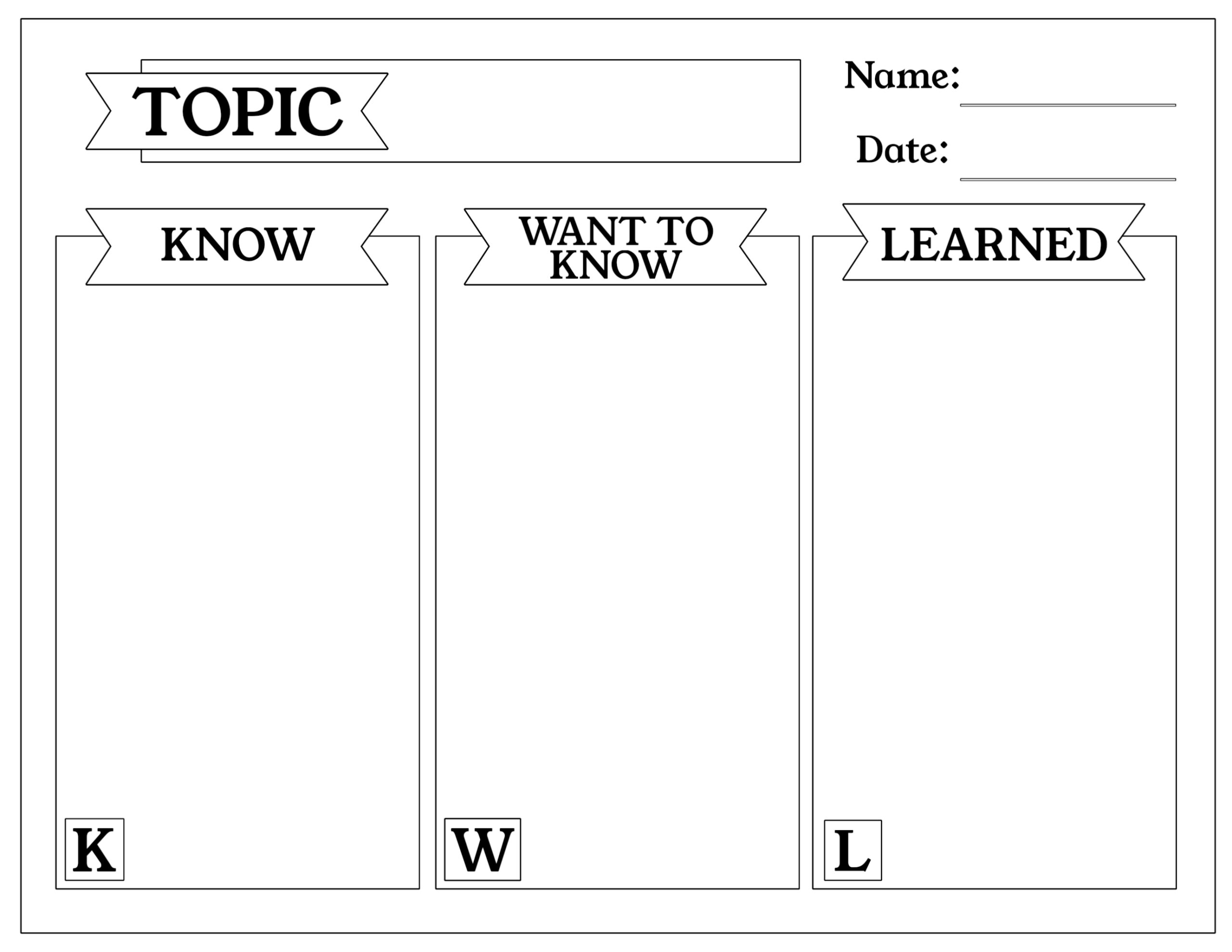 Free KWL Chart Printable Graphic Organizer Paper Trail Design Free KWL Chart Printable Graphic Organizer Paper Trail Design