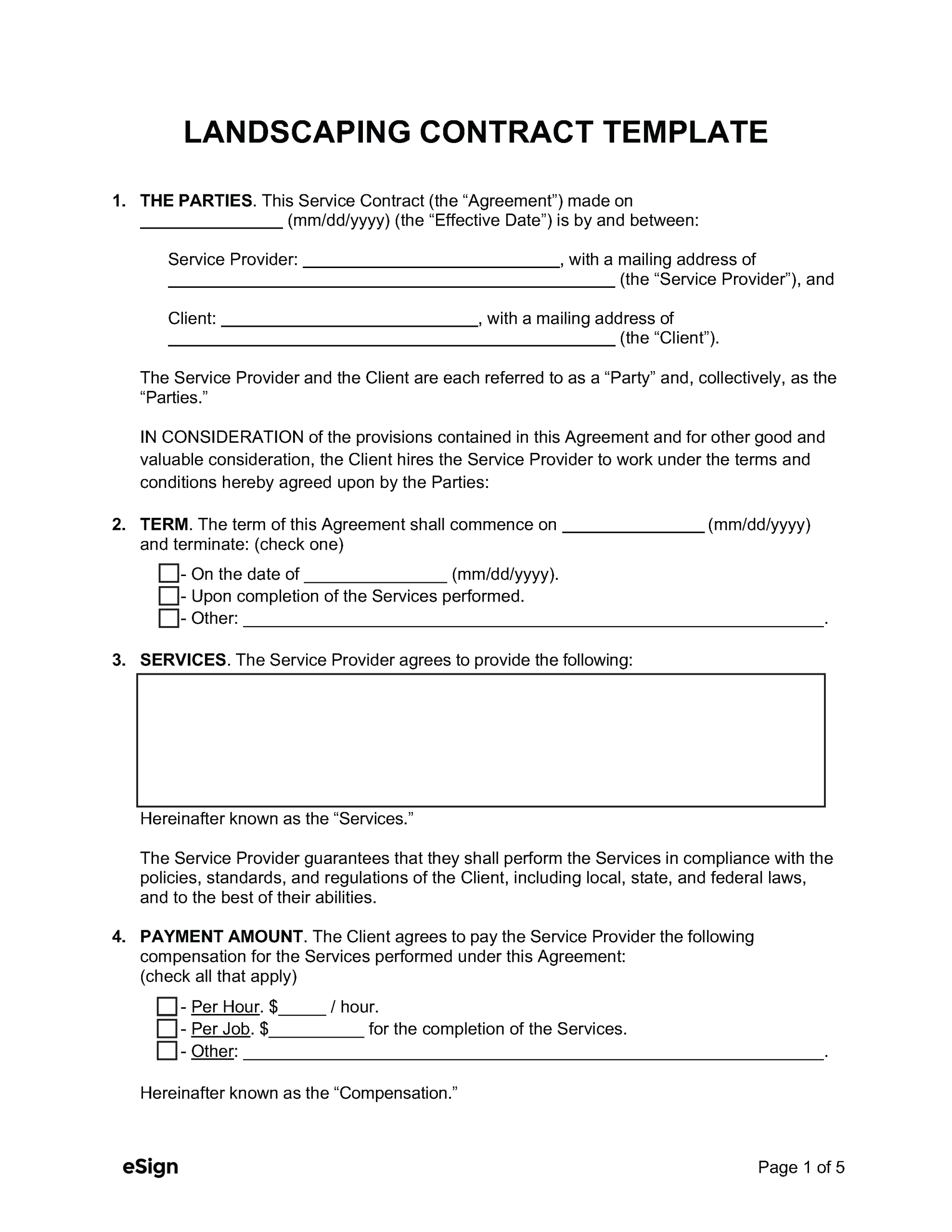 lawn maintenance contract template