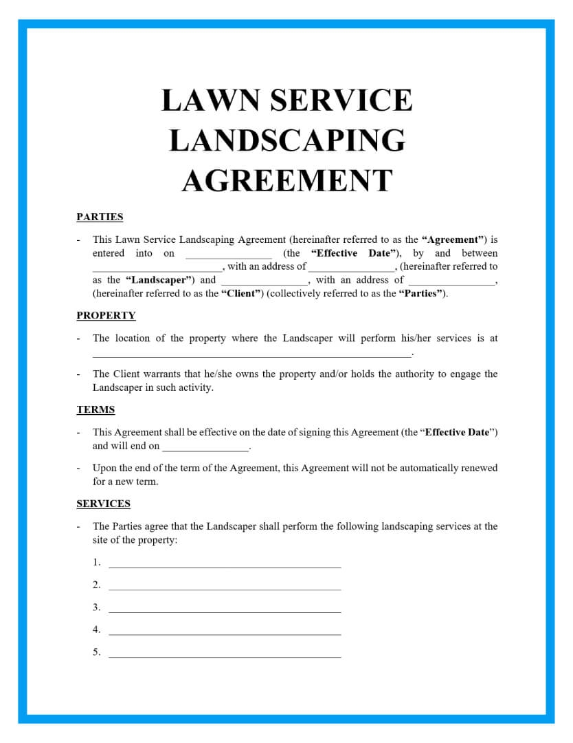 Free Lawn Service And Landscaping Contract Free Lawn Service And Landscaping Contract