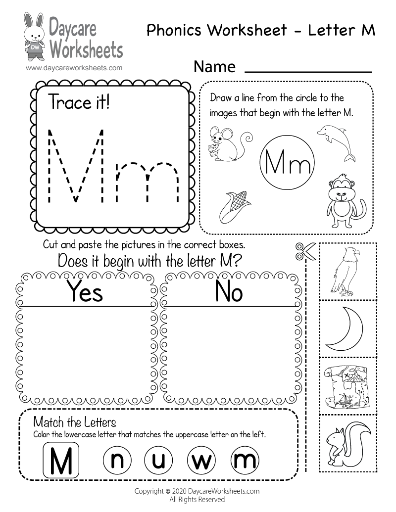 pre k phonics worksheets