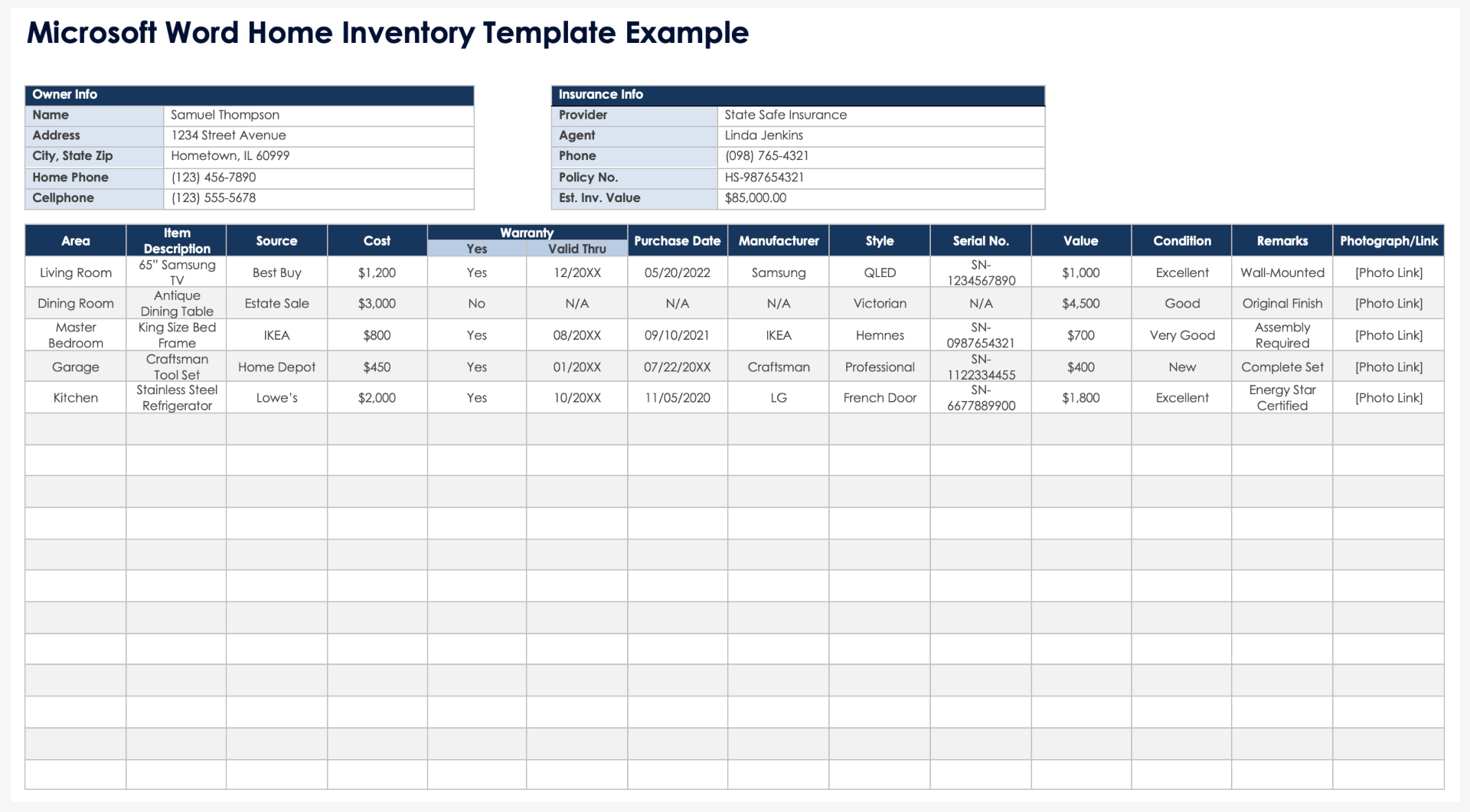 Free Microsoft Word Inventory Templates