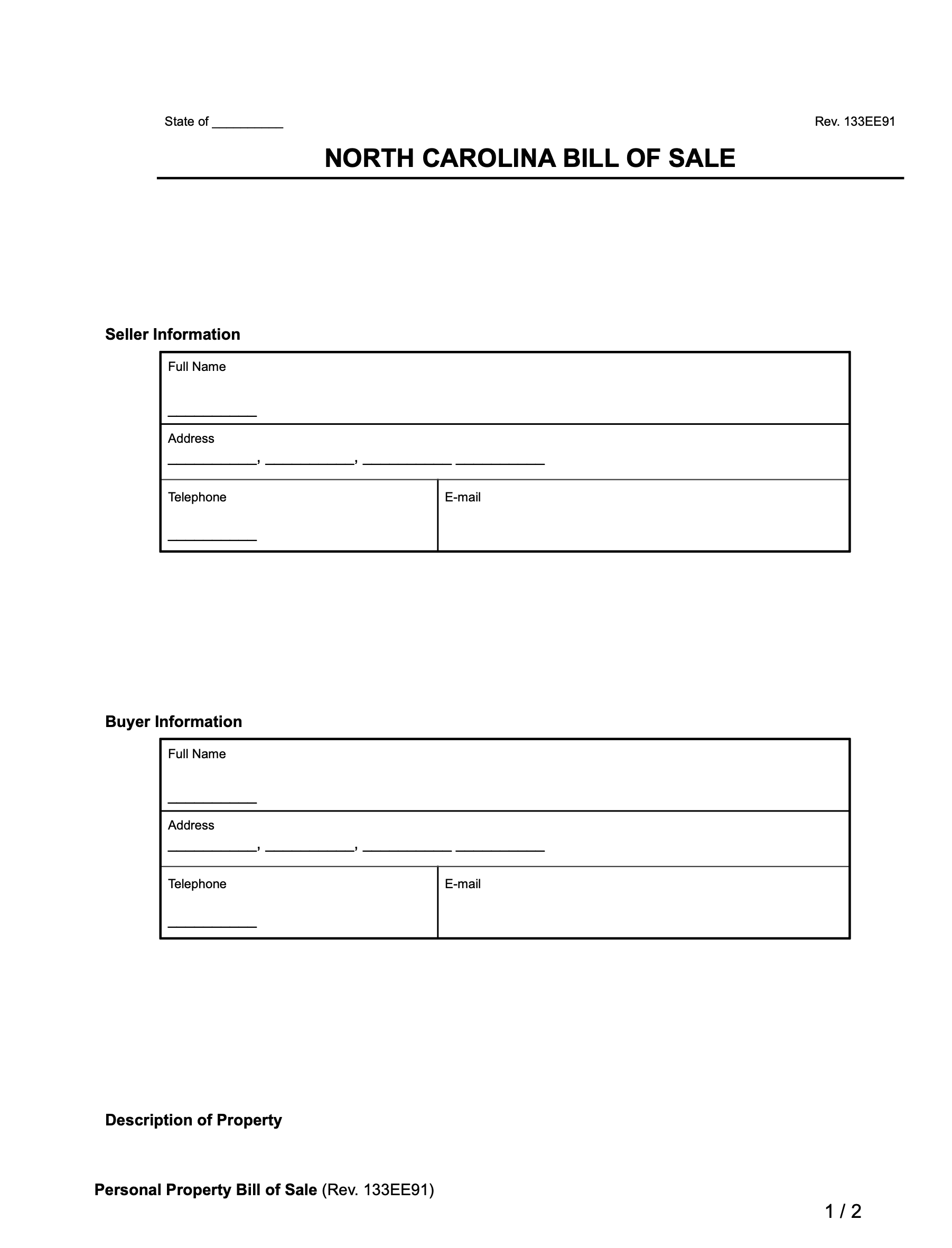 Free North Carolina Bill Of Sale Forms PDF Word Free North Carolina Bill Of Sale Forms PDF Word