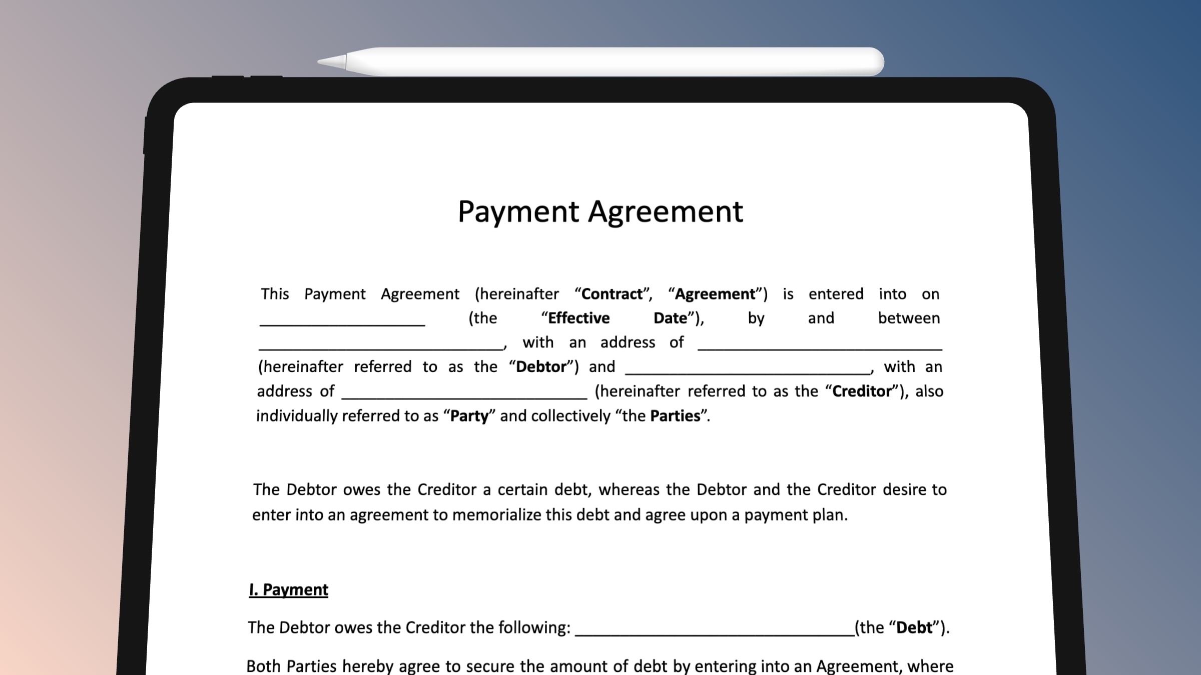 repayment contract template
