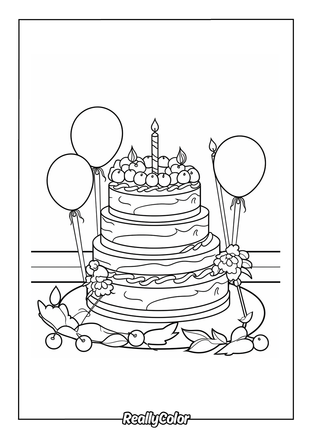 birthday cake template to color