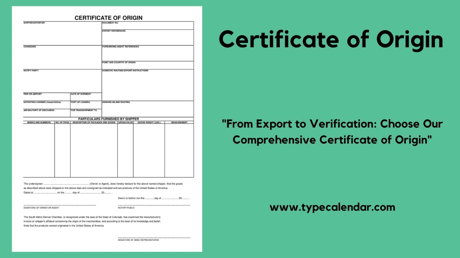 certification of origin template