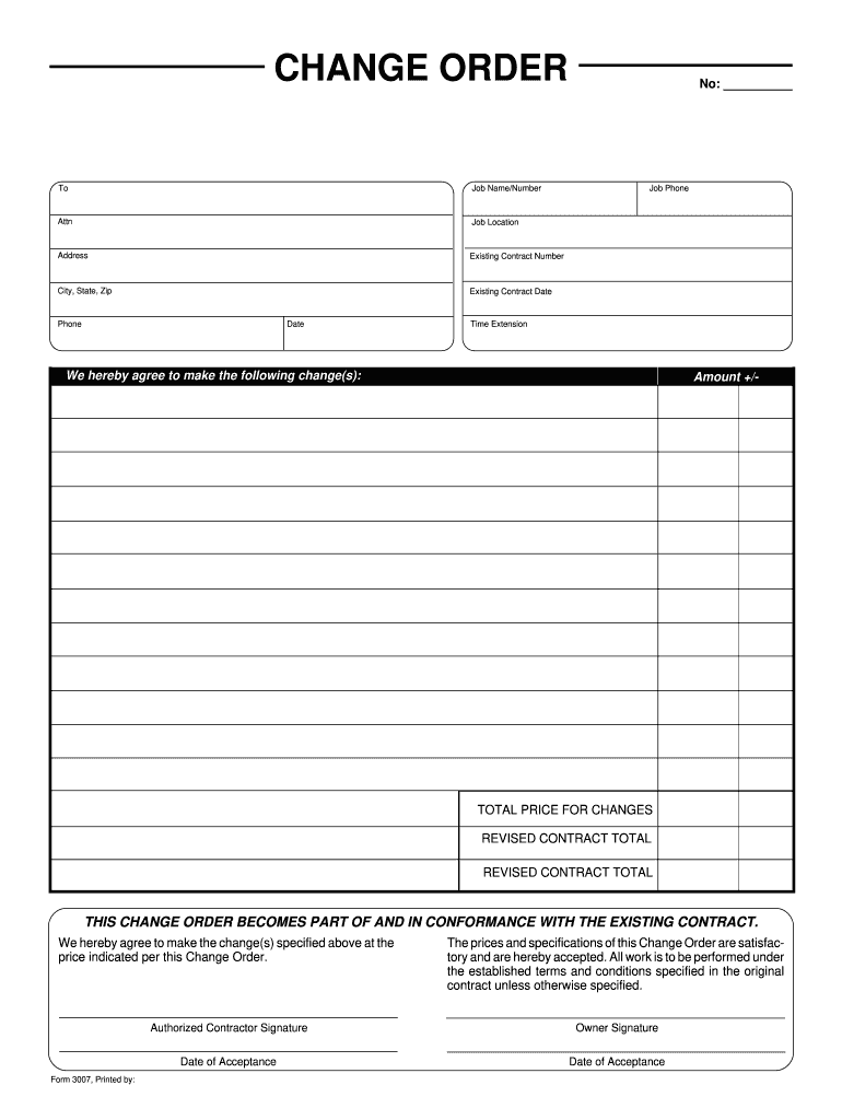Free Printable Change Order Forms Fill Out Sign Online DocHub