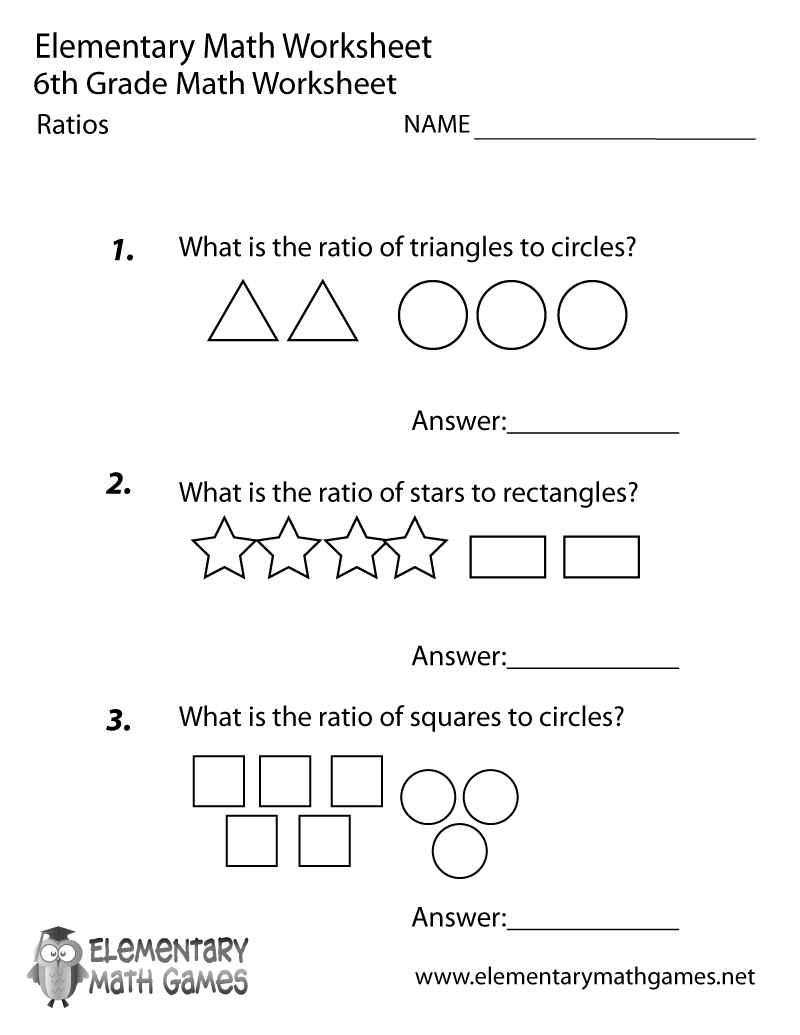 sixth grade math worksheets