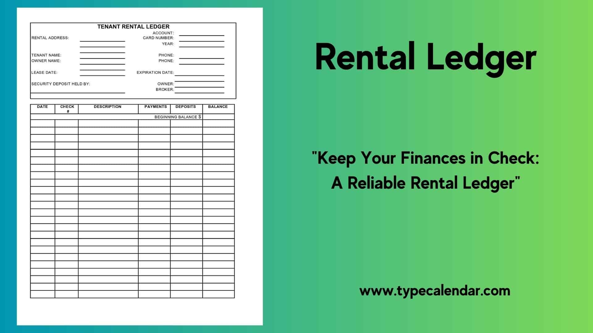 Free Printable Rental Ledger Template Excel Word PDF Google Sheets 