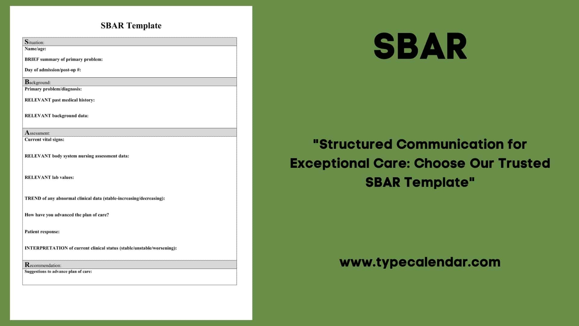 Free Printable SBAR Template For Nursing Business Blank Example