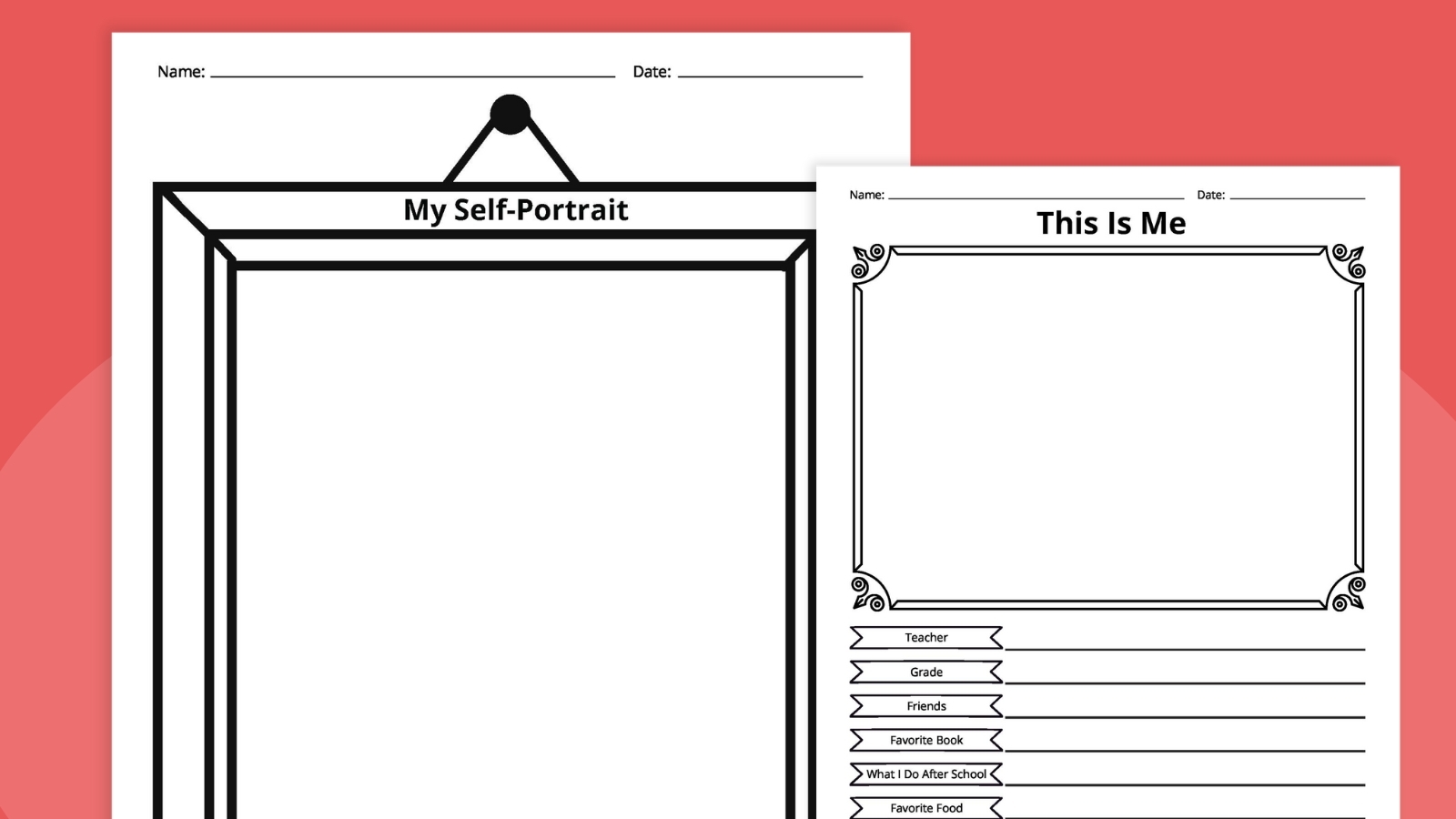 Free Printable Self Portrait Paper Template Bundle Free Printable Self Portrait Paper Template Bundle