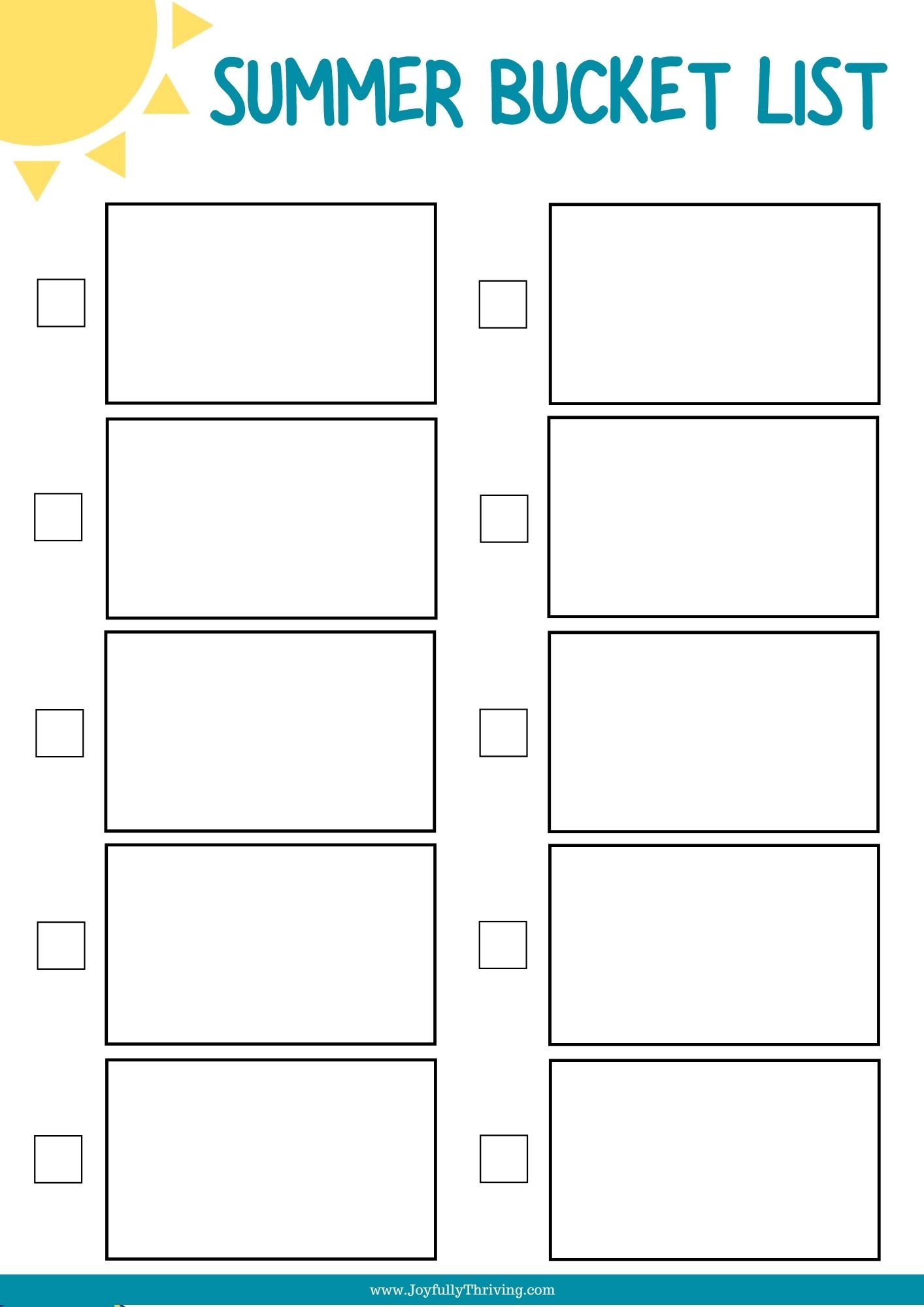 Free Printable Summer Bucket List For Kids Draw Your Own Bucket List