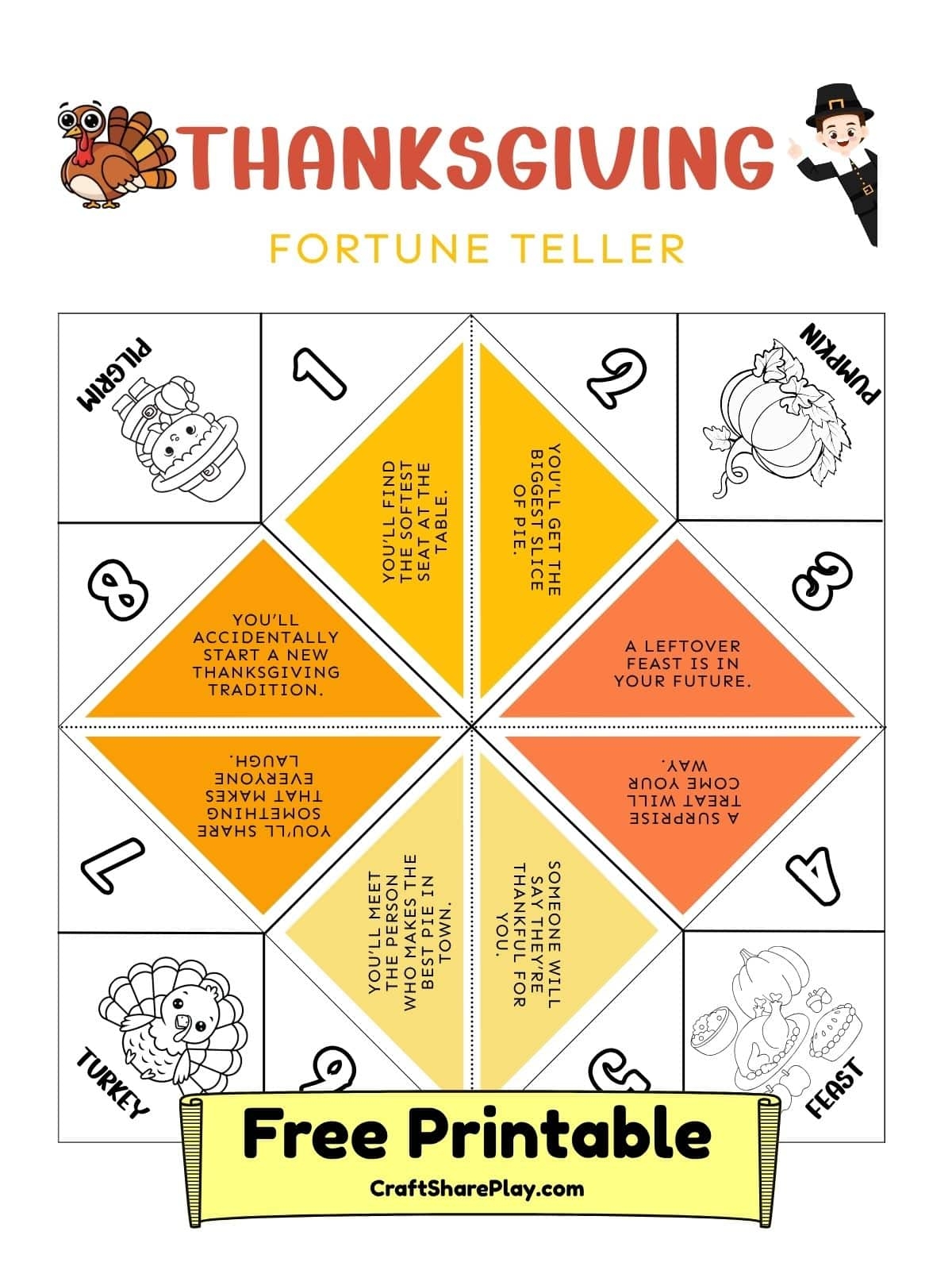 Free Printable Thanksgiving Fortune Teller Craft Share Play Free Printable Thanksgiving Fortune Teller Craft Share Play