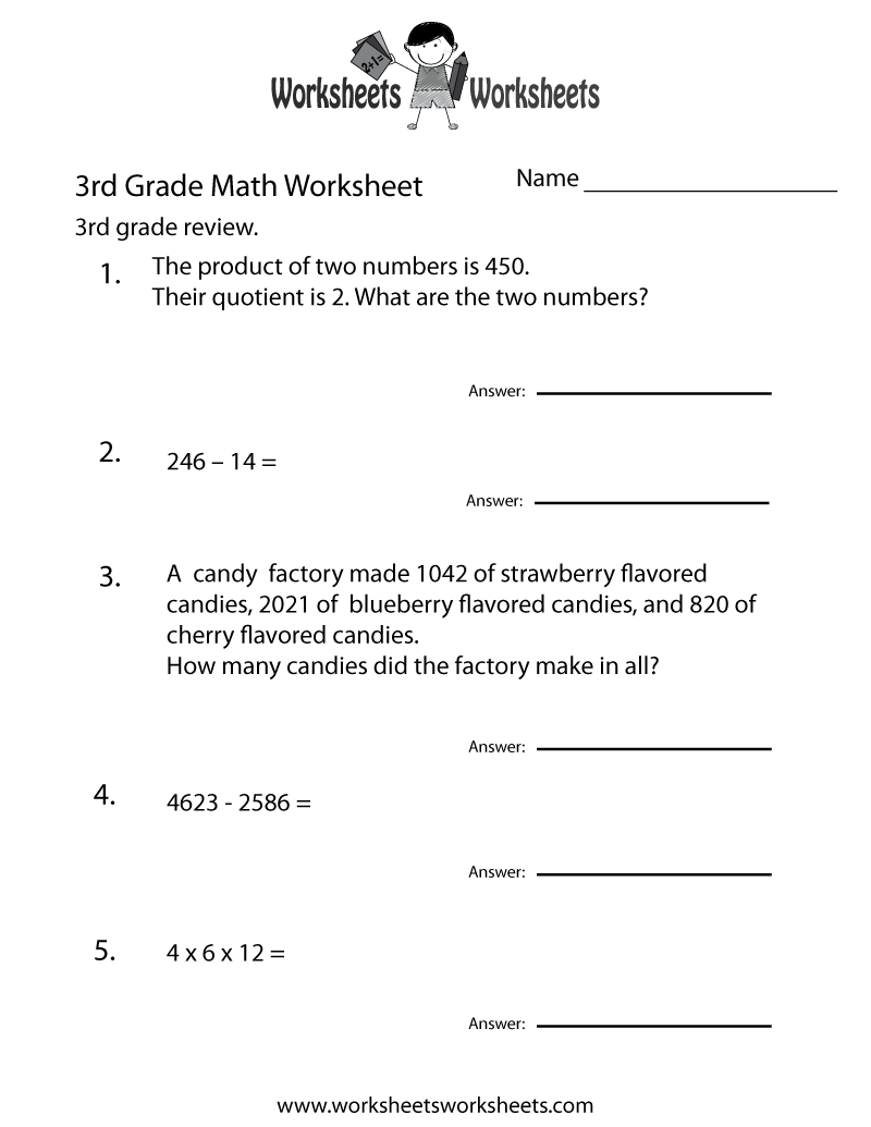 printable 3rd grade math worksheets