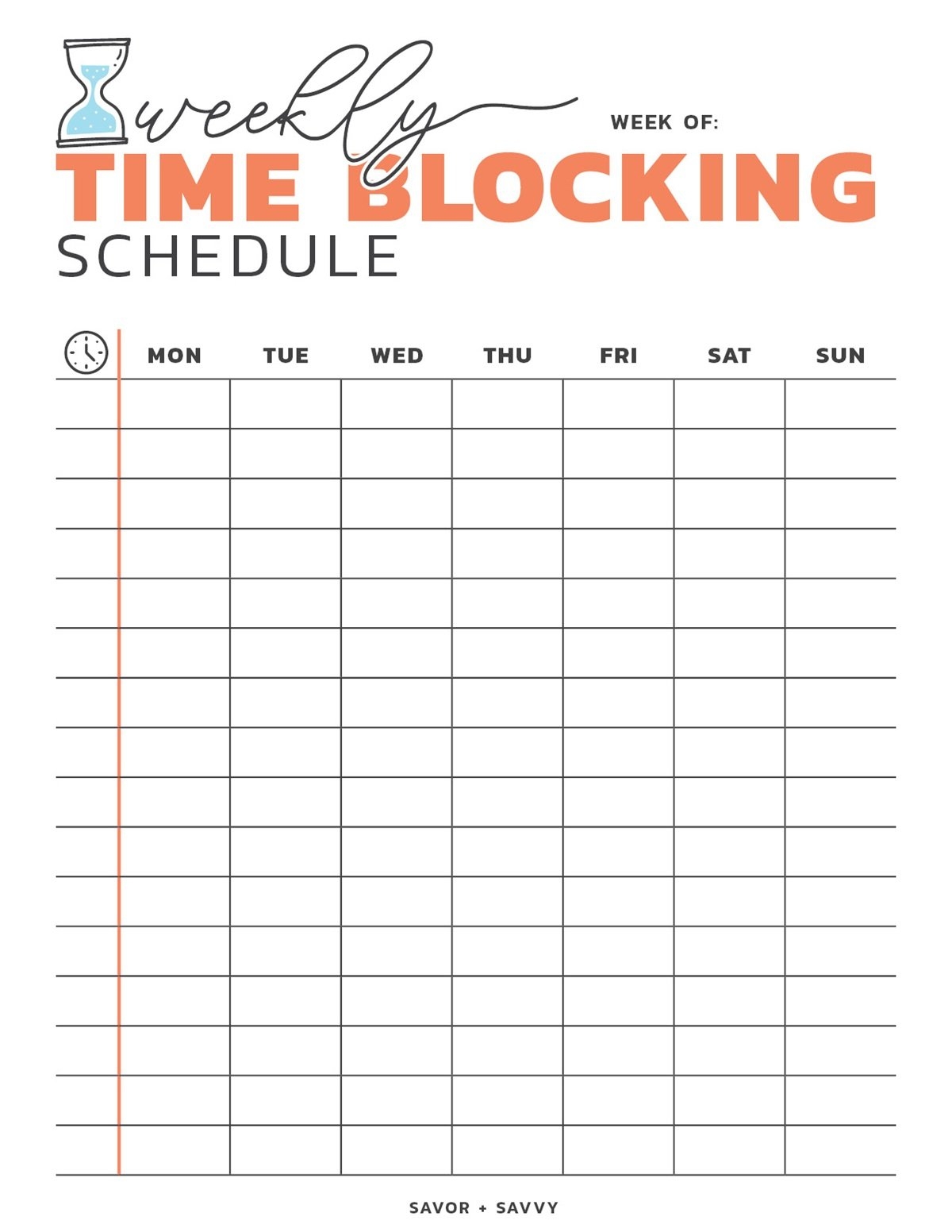 Free Printable Time Blocking Templates Your Ultimate Guide To Productivity Savor Savvy