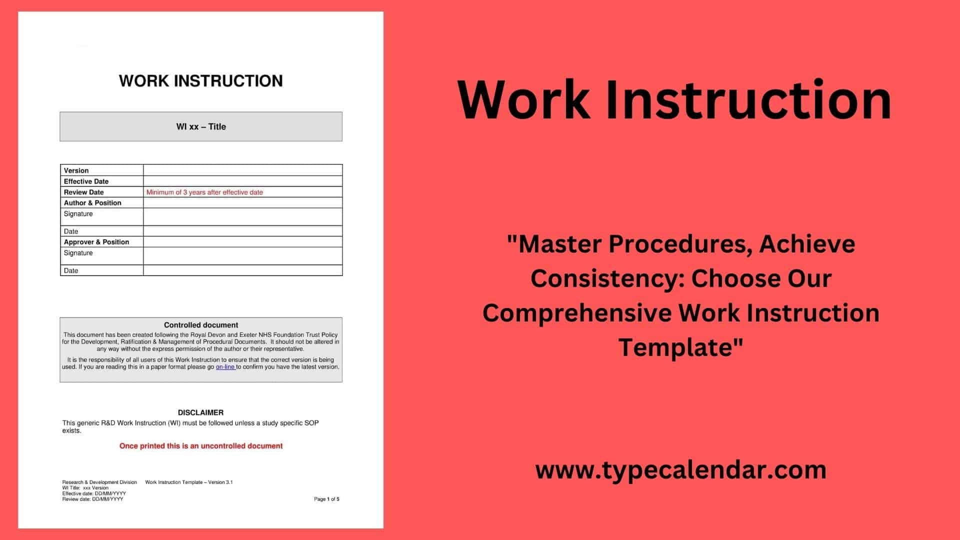 Free Printable Work Instruction Templates PDF Word Excel 