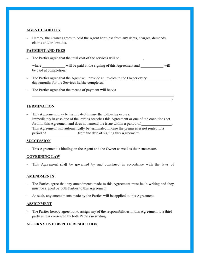 property management agreement template