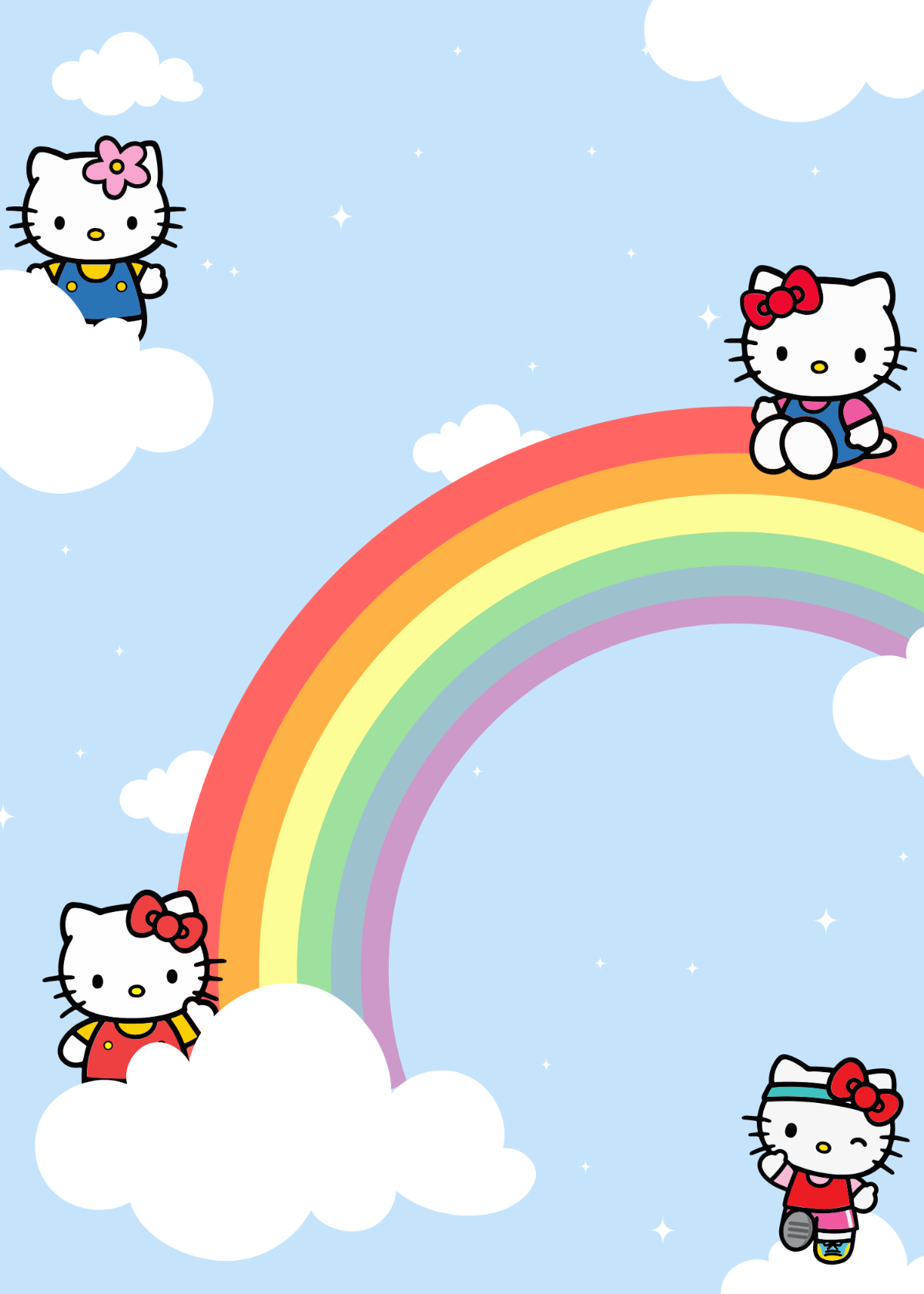 Free Rainbow Background Hello Kitty Invitation Template To Edit Online