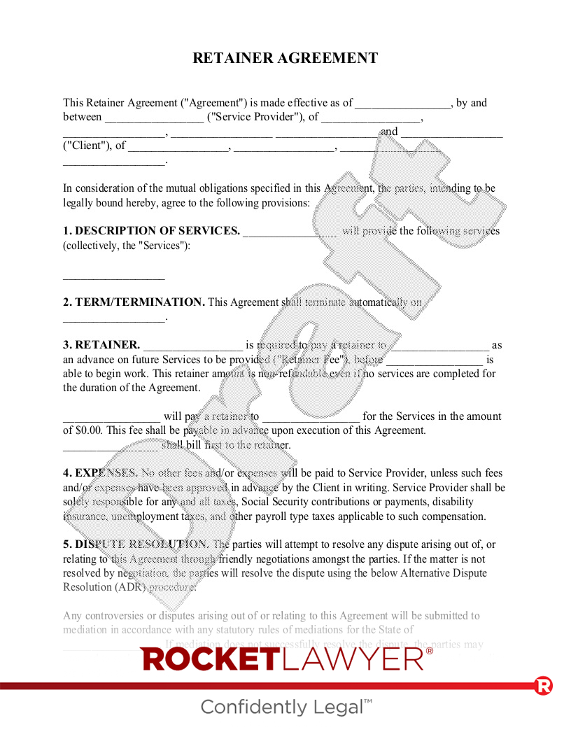 Free Retainer Agreement Template FAQs Rocket Lawyer