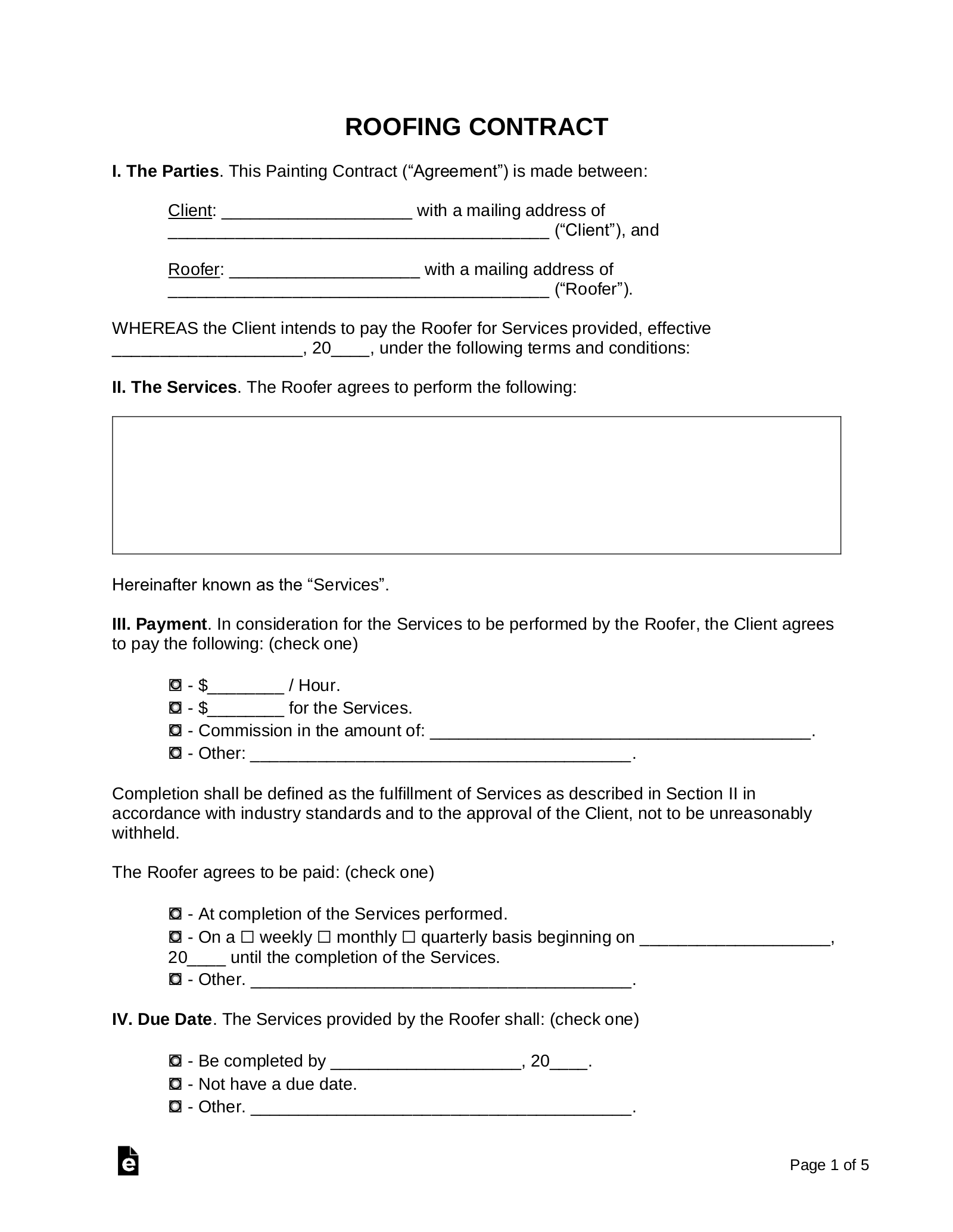Free Roofing Contract Template PDF Word EForms Free Roofing Contract Template PDF Word EForms