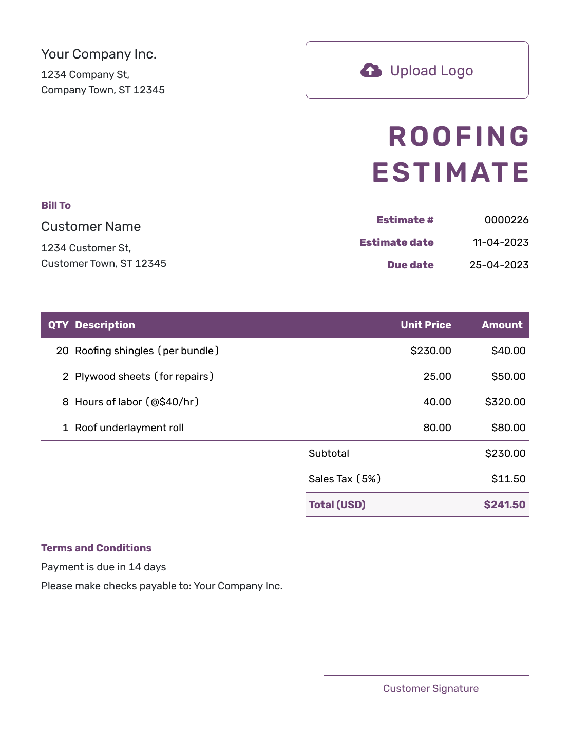 Free Roofing Estimate Template Docelf Free Roofing Estimate Template Docelf