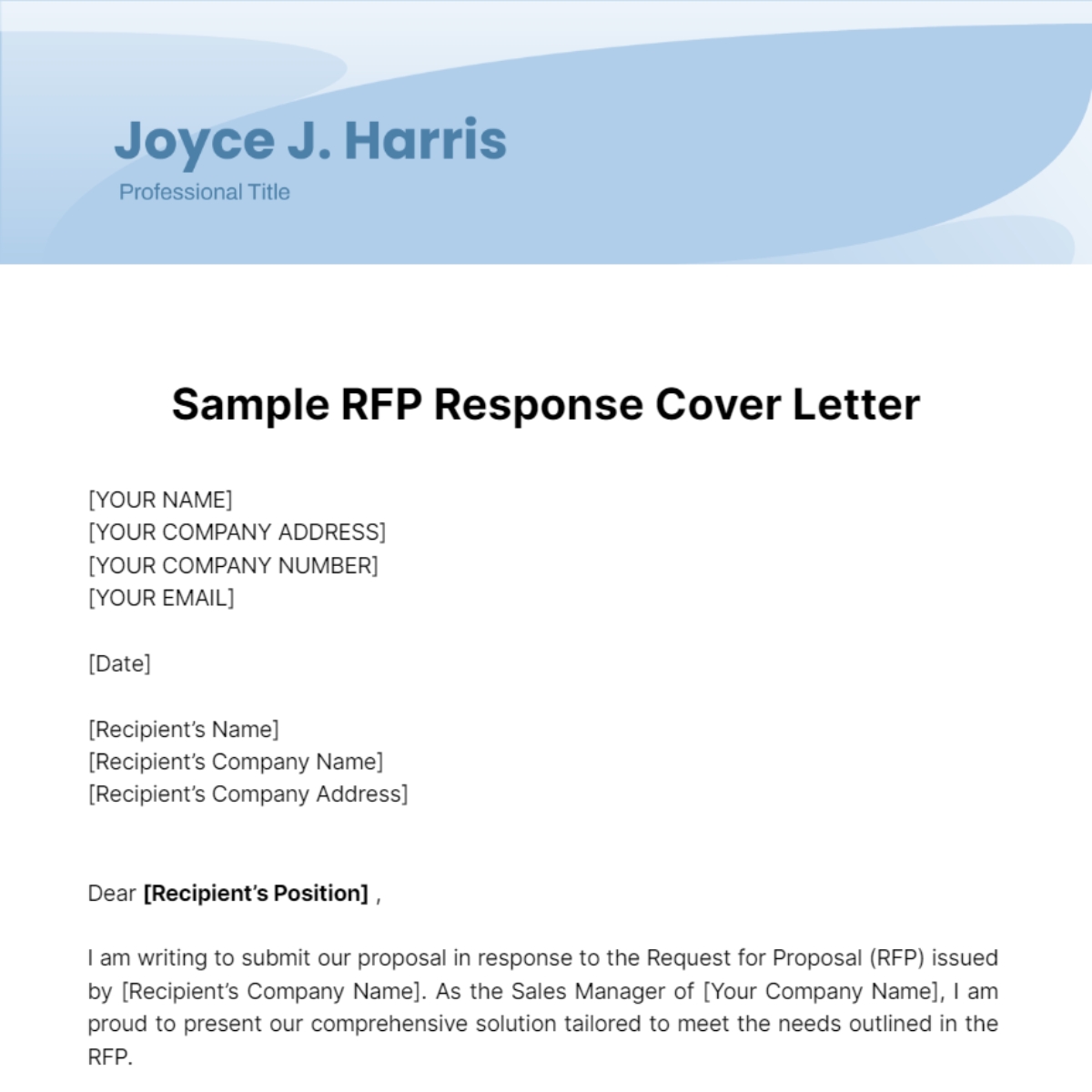 Free Sample RFP Response Cover Letter Template To Edit Online Free Sample RFP Response Cover Letter Template To Edit Online