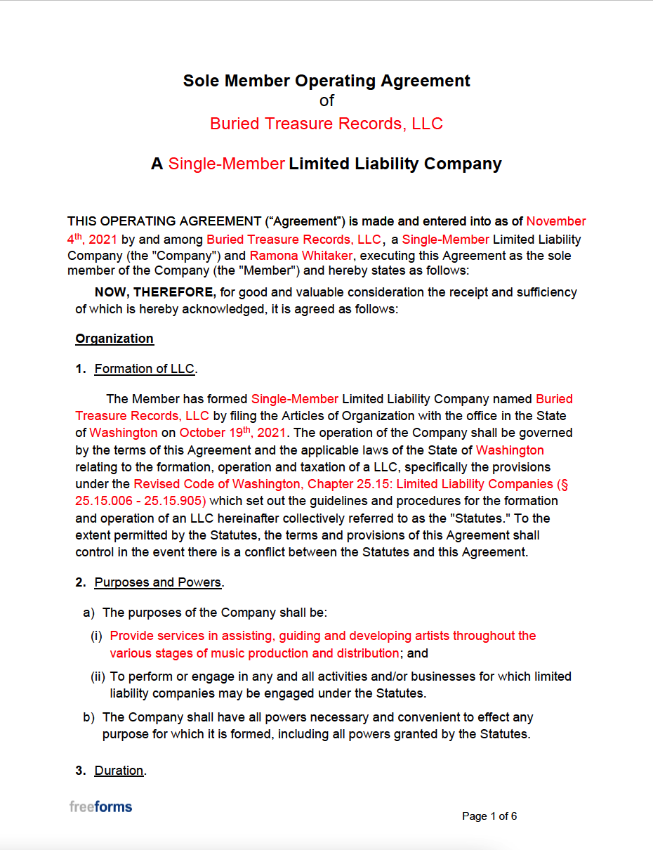 Free Single Member LLC Operating Agreement Template PDF Word Free Single Member LLC Operating Agreement Template PDF Word